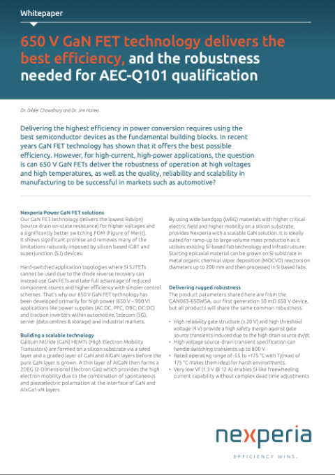 GaN FET技术以及AEC-Q101认证所需的耐用性