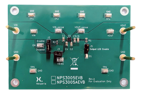 NEVB-NPS3005 - 0.5-5.5 V, 6 A, 15 mΩ single channel load switch with soft start and quick output discharge (QoD) evaluation board